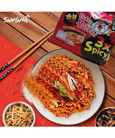 Samyang Buldak Hot Chicken & 2 x Spicy Chicken & Triple Spicy Chicken Stir Fry Noodles 3 Packs (3 x 140g) - Buy Online on GoSupps.com