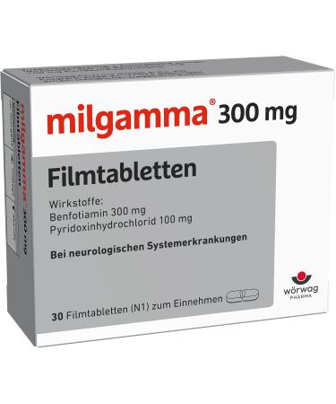 Buy Milgamma 300 mg Vitamin B1 Film-Coated Tablets with Benfotiamine & Vitamin B6 - 30 Count for Optimal Health | International Shipping - Buy Online on GoSupps.com
