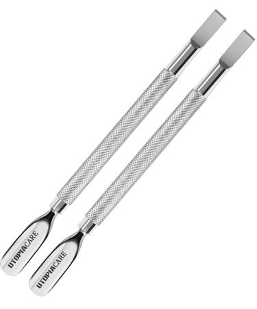 Utopia Care Cuticle Pusher and Spoon Nail Cleaner 2Pack - Professional Grade Stainless Steel Cuticle Remover and Cutter - Durable Manicure and Pedicure Tool - for Fingernails and Toenails - Buy Online on GoSupps.com