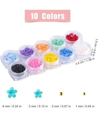 3D Nail Flower 10 Boxes Colorful Flower Nail Art with Bling Gold and White Nail Art Beads Cherry Blossom Acrylic Rhinestones for Nail Decoration Supplies (10 Colors) - Buy Online on GoSupps.com