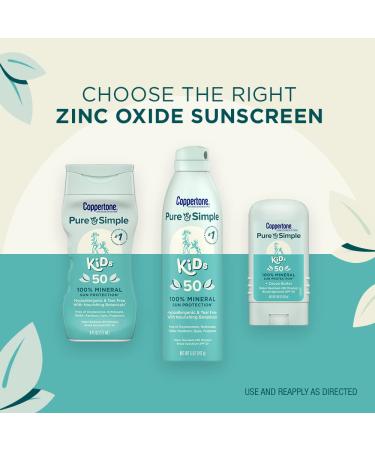 Coppertone Pure and Simple Kids Sunscreen Stick SPF 50 - Zinc Oxide Mineral, Tear-Free, Water-Resistant, Broad Spectrum SPF 50, 0.49 Oz Stick - Buy Online on GoSupps.com