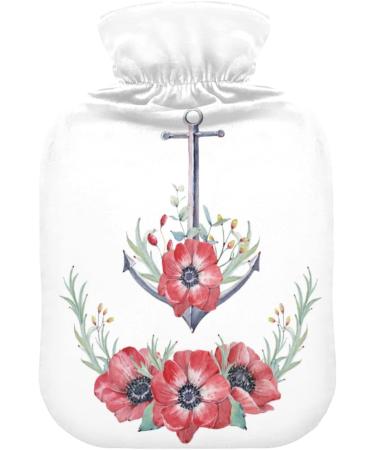 Buy NAANLE 1L Hot Water Bottle - Watercolor Flower Anchor Design | Transparent Pain Relief & Warmth for Bed Hands & Feet - Ideal Heat and Cold Therapy - Buy Online on GoSupps.com