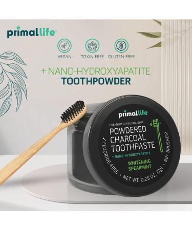 Primal Life Organics Dirty Mouth Toothpowder - Activated Charcoal Tooth Cleaning Powder with Essential Oils - Organic Vegan Formula - 0.25 oz (Black Spearmint) - Buy Online on GoSupps.com
