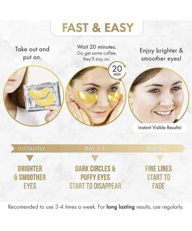 HUAXIA 24K Gold Eye Mask - 20 Pairs for Puffy Eyes Dark Circles & Wrinkles - Best Under Eye Patches for Men & Women | Shop Internationally - Buy Online on GoSupps.com