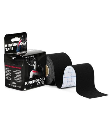Kinesiology Tape for Physical Therapy Sports Athletes Latex Free Elastic 16ft Water Resistant Kinetic Uncut Kinesiology Tape for Knee Pain Elbow & Shoulder Muscle - Black