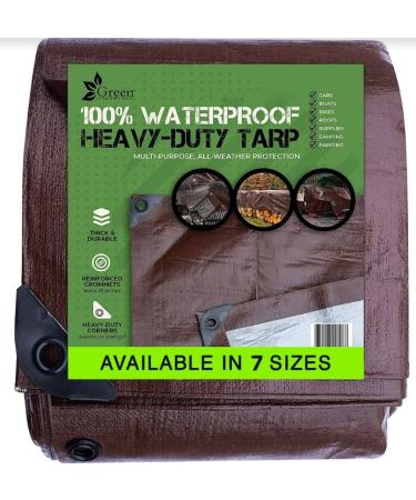 12x16 Tarps Heavy Duty Waterproof - Tarp Cover Brown/Silver, Thick Material, Tear Proof, UV Resistant, Heavy Duty Edges, Boat Tent, RV or Pool Cover