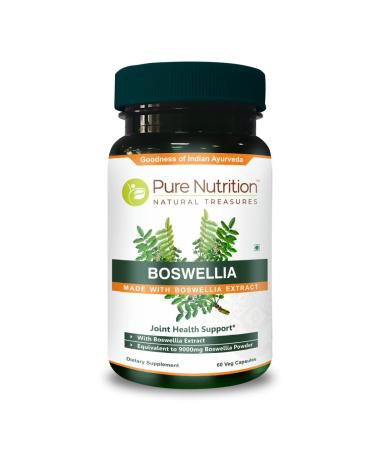 Pure Nutrition Boswellia Serrata Extract 600mg with 65% Boswellic Acids. (Equivalent to 9000mg Boswellia Powder) Non GMO | 60 Veg Caps. 60 Count (Pack of 1)