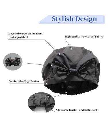 Aibilye Extra Large Black Shower Cap for Long Hair - Waterproof & Reusable - Buy Online on GoSupps.com