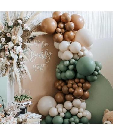 143Pcs Sage Green Balloon Garland Arch Kit Jungle Safari Woodland Balloon Garland Arch Sage Green Brown Beige Gold Balloons for Baby Shower Wild One Safari Birthday Decorations (Sage Green) - Buy Online on GoSupps.com