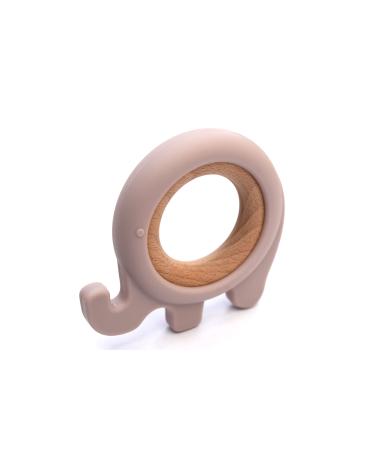 Larry the Elephand durable bite ring made of wood and silicone according to LFGB standard soft silicone for toddlers BPA-free handy & relieves of the tooth.