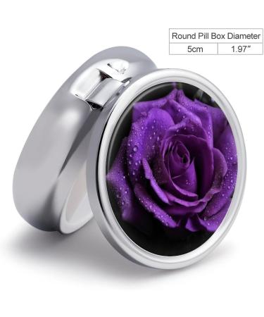 Portable 3 Compartment Travel Pill Box - Purple Rose Printing | Small Pill Organizer for Purse & Pocket | Ideal for Travel - Buy Online on GoSupps.com