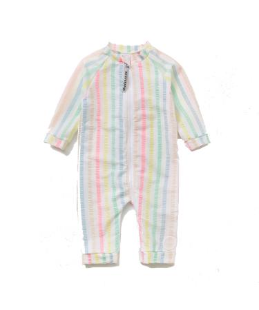 BONVERANO Baby Girls Swimsuit Toddler Bathing Suit Full-Length Zipper One Piece Swimwear with UPF 50+ Sun Protection Rainbow 18-24 Months