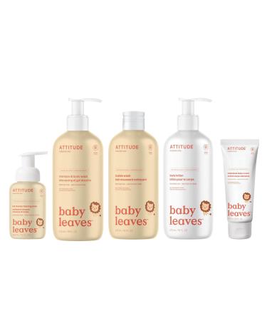 Bundle of ATTITUDE 2in1 Foaming Wash, Body Lotion, 2in1 Shampoo and Body Wash, Bubble Wash and Calendula Body Cream, EWG Verified, Dermatologically Tested, Vegan, Pear Nectar, 10 Fl Oz Pear 2in1 Foaming Wash, Body Lotion