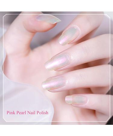 Pink Pearl Nail Polish - Shimmer Mermaid Nail Polish - Pearlescent Shell Pearl Pink Nail Polish - Polarized Glitter Nail Polish Quick Dry Long-Lasting Breathable Nail Varnish - No UV Needed - Buy Online on GoSupps.com