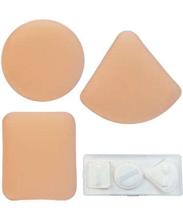 3Pcs Powder Puff Makeup Powder Puff Triangle/Square/Round Soft Powder Sponge Washable and Reusable Sponges with Strap for Loose Powder Cosmetic Foundation Wet Dry Makeup (Powder Puff)