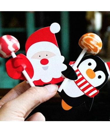 Ruuizksa Pack of 25 Christmas Lollipop Paper Cards Santa Claus Festival Children's Birthday Party Sweets Gifts Package Packaging Decoration Easy to Use - Buy Online on GoSupps.com