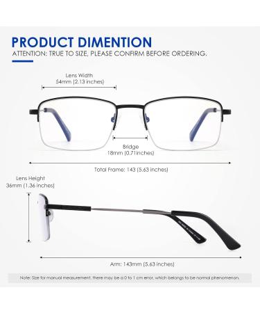 Buy Progressive Multifocus Reading Glasses - Blue Light Blocking Multifocal Trifocal Eyewear for Men & Women - Lightweight Half Metal Frame (2 Pack: Black & Gun 3.50 - Buy Online on GoSupps.com