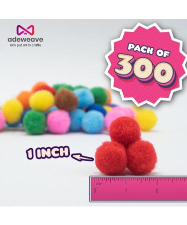 Adeweave 1 Inch 300 Pom Poms - Multicolor Soft and Fluffy Large Pompoms for Crafts | Assorted Colors | Reusable Zipper Bag - Buy Online on GoSupps.com
