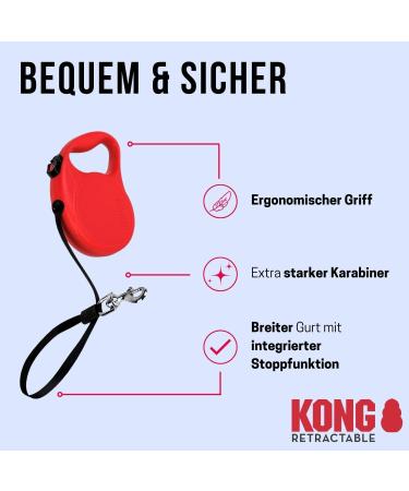 Buy High-Quality 5m Cong Roll-Out Dog Leash for Medium Dogs - Red Light & Compact with Break & Lock System - Buy Online on GoSupps.com