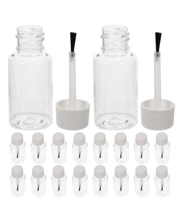 Lot de 20 Flacons Transparents en PET 20 Ml avec Pinceau Int gr e et Bouchon Blanc Flacons Rechargeables pour Vernis Ongles Huile pour Cuticules et Nail Art Accessoires