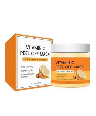G n rique Vitamin C Peel Off Mask with Turmeric & Kojic Acid Deep Cleansing Face Mask for Brightening Skin Evens Skin Tone Reduces Acne Moisturizing Treatment for Acne-Prone Skin 4.23 oz/120g