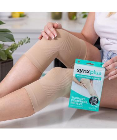 SynxBody SynxPlus Knee Support Sleeve (Pair) Knee Brace Elastic Breathable Knee Compression Sleeve. Helps Relieve Joint Pain for Arthritic Sufferers and Recovery from Injuries - Medium - Buy Online on GoSupps.com