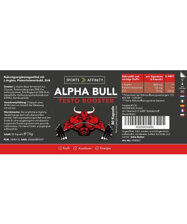 Buy Sports Affinity Alpha Bull - High-Dose L-Arginine + Zinc + Pine Bark Extract - Natural Vegan 80 Capsules for Physical Stress Relief - Buy Online on GoSupps.com