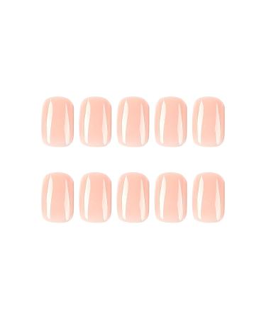 Mouyouglow Short Squoval Press-On Nails - Pink Nude Full Cover Artificial Nails with Glue | Natural Acrylic Fingernails - Buy Online on GoSupps.com