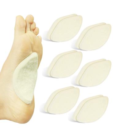 ViveSole Arch Support Pads (12 Pack) Adhesive Felt Foot Insert - Men Women - for Shoes, Sandals, Flip Flops, Boots, High Heels, Flat Feet, High Arches, Plantar Fasciitis White