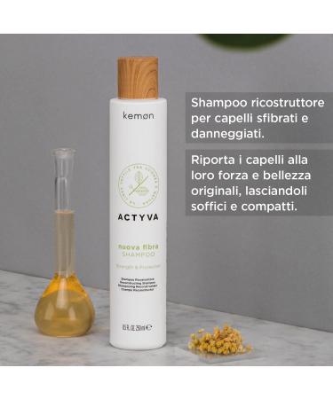 Kemon Actyva Nuova Fibra Shampoo Velian - Fortifying shampoo for damaged hair - Repairing shampoo for soft and compact hair - 250 ml - Buy Online on GoSupps.com