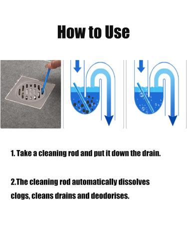 2 Packs of 12 Drain Cleaner Sticks for Bathroom & Kitchens Sink Stick Plughole Sticks Drain Unblocker to Prevent Plug Hole Blockage (Bule) - Buy Online on GoSupps.com