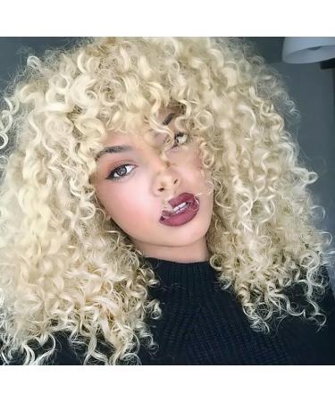 Colorfulpanda Afro Wig for Women - Light Blonde Synthetic Wavy Curly Hair | Kinky Curly Short Wig for Everyday & Cosplay - Buy Online on GoSupps.com