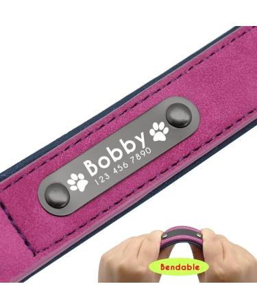 Didog Custom Leather Dog Collar - Soft & Padded with Engraved Name Tag for Small & Medium Dogs (S: 25-30 cm Purple) - Buy Online on GoSupps.com