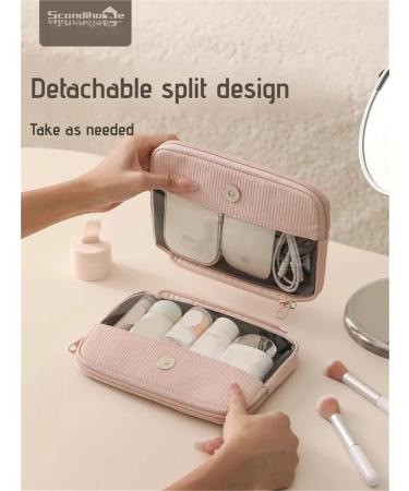 Waterproof double-layer makeup bag travel toiletry organizer with transparent window for women (Black) - Buy Online on GoSupps.com