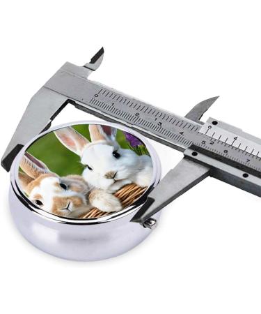 Buy Cute Rabbits Printed Mini Round Pill Box | 3 Compartment Travel Organizer | Portable Medicine Case for Home & Office - Buy Online on GoSupps.com