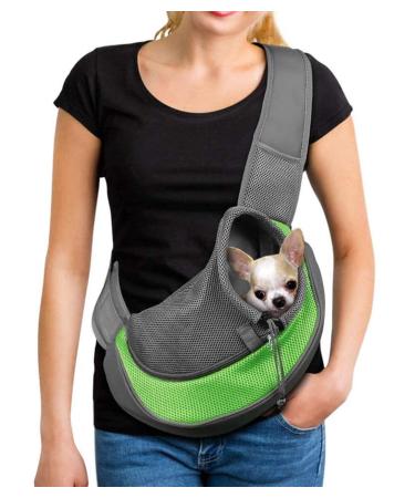 Tragot dog Small cat carrying bag puppy pocket pet pet mesh transport bag adjustable shoulder bag travel dog carrier bag dog carrier cat carrier small animals dog application s s (0-2kg) green