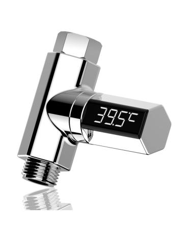 360 Rotating Shower Thermometer Led Digital Display Baby Bath Water Fahrenheit Celsius Thermometer For Home Bathroom Kitchen Silver