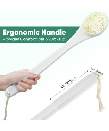 Back Brush for Showering - Long Handle Bath Brush for Seniors | White Shower Brush - Buy Online on GoSupps.com