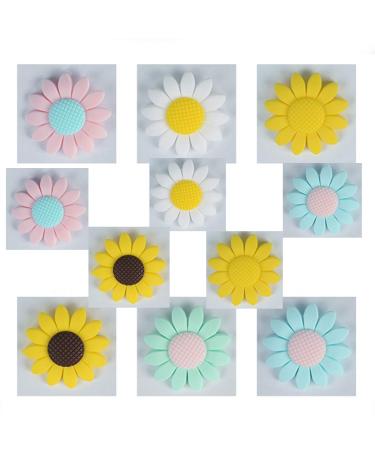24pcs Silicone Sunflower Bead Silicone Animal Flower Beads for DIY Beading Mom Necklace Pendant Accessories (24pcs)