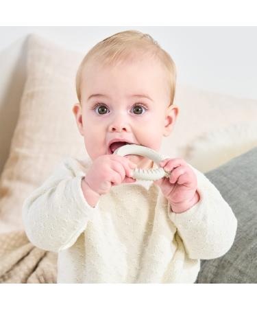 Baby Nom 100% Food Grade Silicone Teething Toy - Freezable & Multi-Textured Infant Teething Ring - BPA Free Teether in Cream White - Buy Online on GoSupps.com