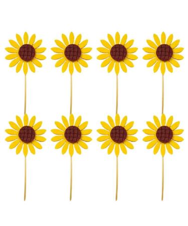 The Crafty Owl Fresh Flowers with Green Leaf/Yellow Sunflower Cupcake Toppers. Set of 12 (Sunflower)