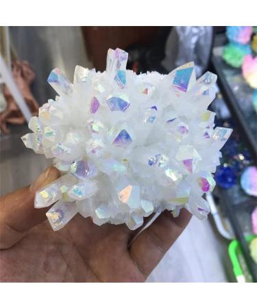 Natural White Crystal Cluster Electroplated Quartz Crystal Suitable for Home Raw Stones and Minerals Home Goods 350-400g - Buy Online on GoSupps.com