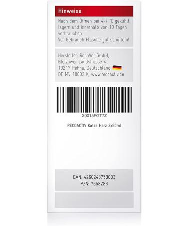 Recoactive Heart Tonic for Cats - 3x90ml Supplement for Cardiac Health Taurine & Omega-3 - Buy Online on GoSupps.com