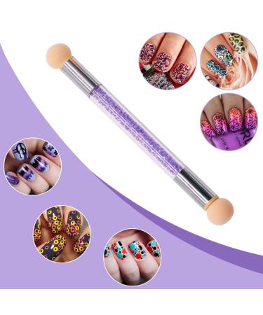 Buy Tengs Double-Headed Ombre Sponge Manicure Brushes - 2 Pack with 8 Replacement Heads for DIY Nail Art | Purple & White Gel Nail Tool for Salon & Home Use - Buy Online on GoSupps.com