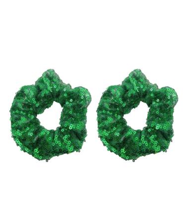 Buy Lurrose 2-Piece Sequin Hair Ties - Glitter & Chiffon Ponytail Holders for Women (Green) - International Shipping Available - Buy Online on GoSupps.com