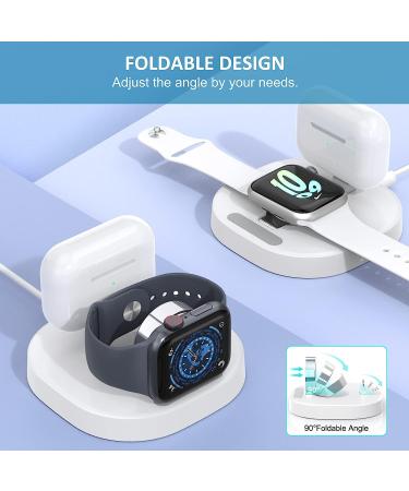 for Apple Watch Charger - 2 in 1 Wireless Watch Charger Portable Charging Stand with Charging Cable Compatible with iWatch Series 8/7/6/5/4/3/2/SE - Charging Dock Station for AirPods 1/2/3/Pro White - Buy Online on GoSupps.com