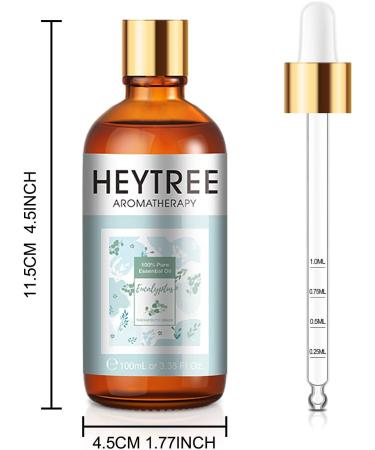 HEYTREE Eucalyptus Essential Oil 100ml - Natural Aromatherapy Oil for Shower and Bath - Strong Refreshing Scent for Diffusers - 1 Pack - Buy Online on GoSupps.com