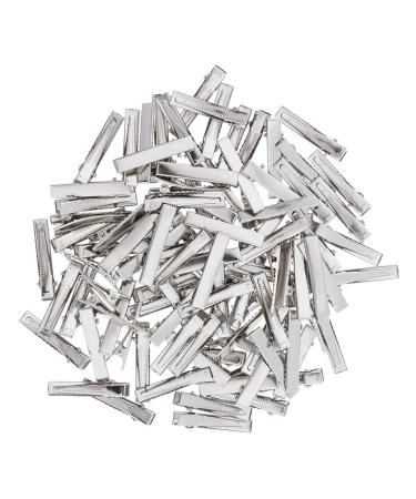 Fityle 100 Silver Crocodile Alligator Bow Blank Metal Hair Clip Teeth Prong Pinch Small Medium Lot Silver Crocodile Alligator Bow Blank Hair Clips Pins - Silver 6x35mm