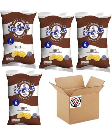04 x Sea brook Beefy Flavour Crisps 6 x 25g - 24 Mini Bags | VIMIX - Buy Online on GoSupps.com