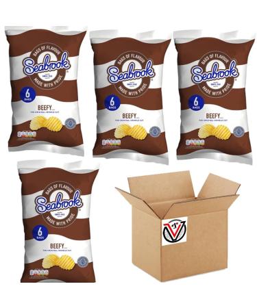 04 x Sea brook Beefy Flavour Crisps 6 x 25g - 24 Mini Bags | VIMIX - Buy Online on GoSupps.com